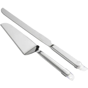 Choice 2-Piece Hollow Stainless Steel Handle Cake Serving Utensils Set