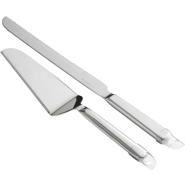 Choice 2-Piece Hollow Stainless Steel Handle Cake Serving Utensils Set