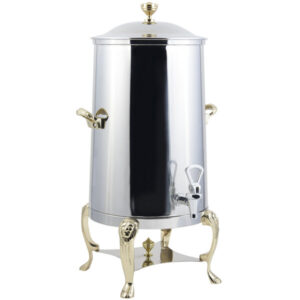 1.5 Gallon Insulated Stainless Steel Coffee Chafer Urn with Brass Trim