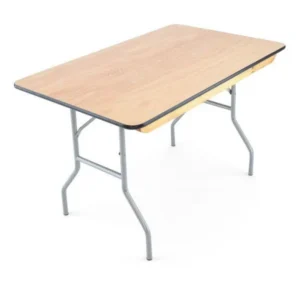 4' Rectangular Heavy Duty Gray Plywood Folding Banquet Table