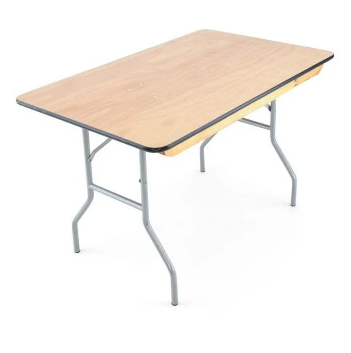 4' Rectangular Heavy Duty Gray Plywood Folding Banquet Table