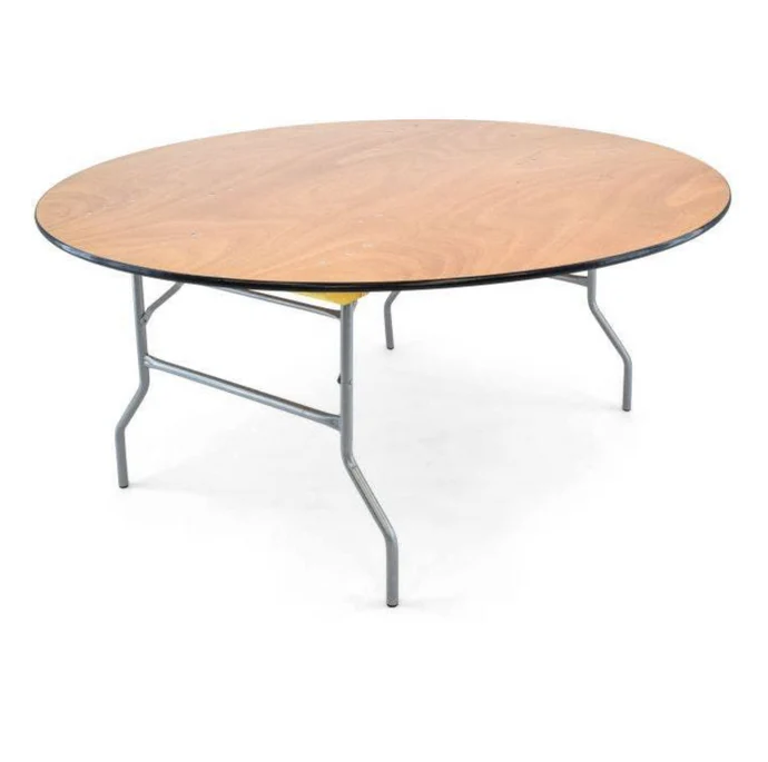 54" Round Table Heavy Duty Gray Plywood Folding Banquet