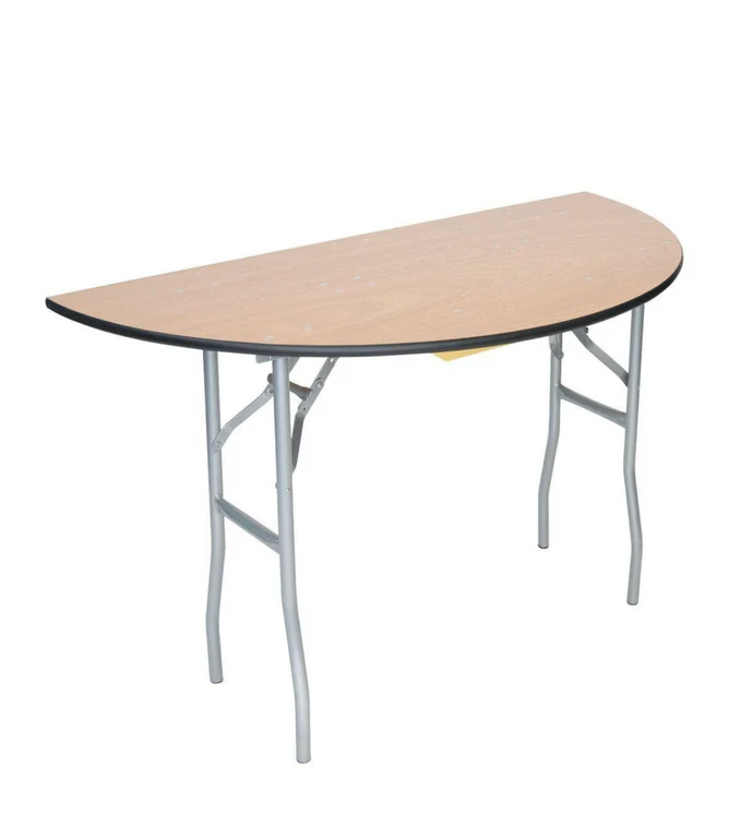 60" Half Round Heavy Duty Gray Plywood Folding Banquet Table
