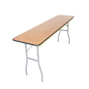 8' x 18" Rectangular Heavy Duty Gray Plywood Folding Banquet Table