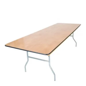 8' x 48" Rectangular Heavy Duty Gray Plywood Folding Banquet Table