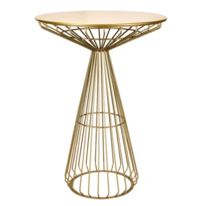 Gold Wire Cocktail Table with 32” Round Gold Top and Elegant Gold Steel Base