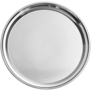 15" Round Hammered Stainless Steel Catering Tray / Platter