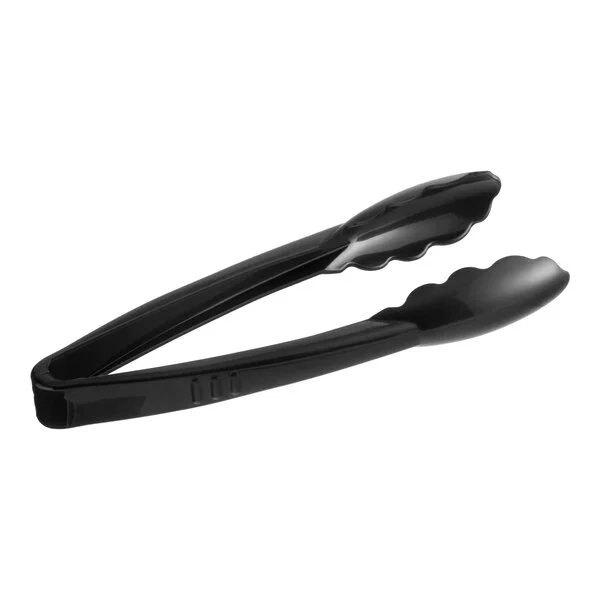 Platter Pleasers 9" Extra Heavy-Duty Black Disposable Plastic Tongs - 24/Case