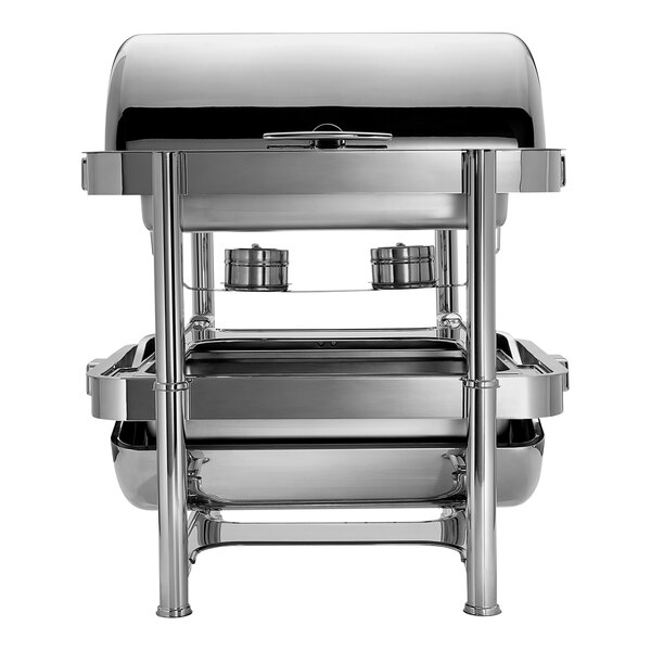 8.5 Qt. Full Size Rectangular Stainless Steel Stackable Traditional Roll Top Chafer - Image 2