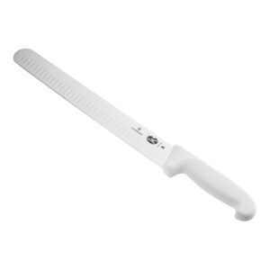 Slicing Knife with Granton Edge and White Fibrox Handle